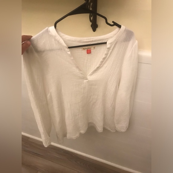 Like New Marine Layer Waffle cotton Gauze Soft Women's White V-Neck - Picture 2 of 5